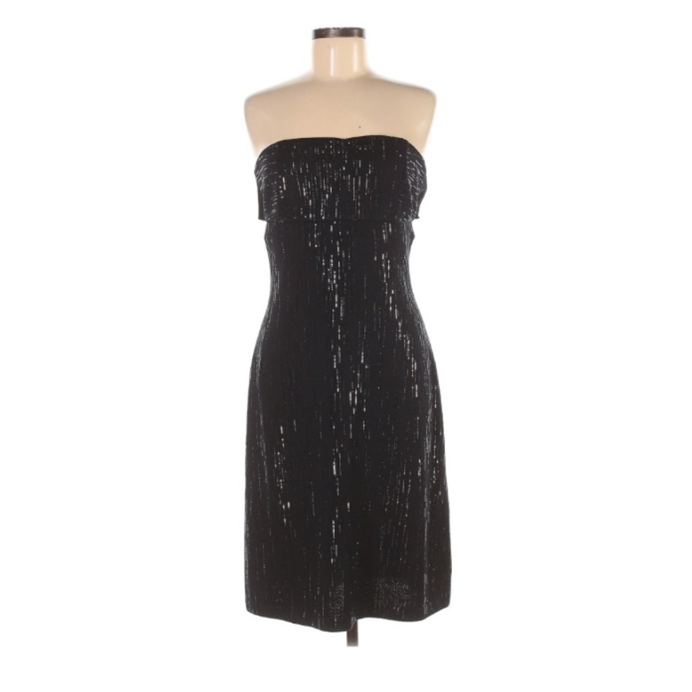 St. John Black Sleeveless Sequin Cocktail Dress